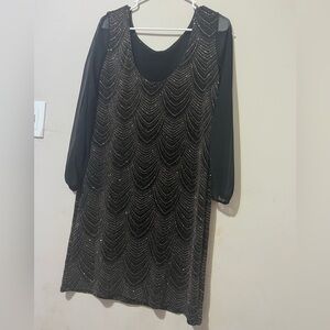 Onyx Nite Black and Gold Glitter Dress